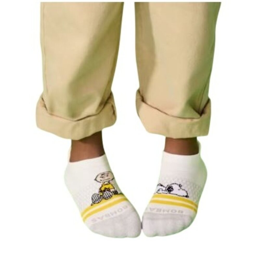 Bombas x Peanuts Women's Socks Ankle Snoopy Charlie Brown Large White NEW